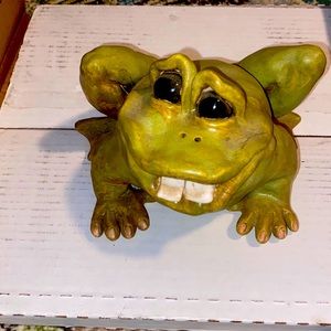 Hand made Frog Clay Made Frog Folk Art Big Smile Kiln Fired